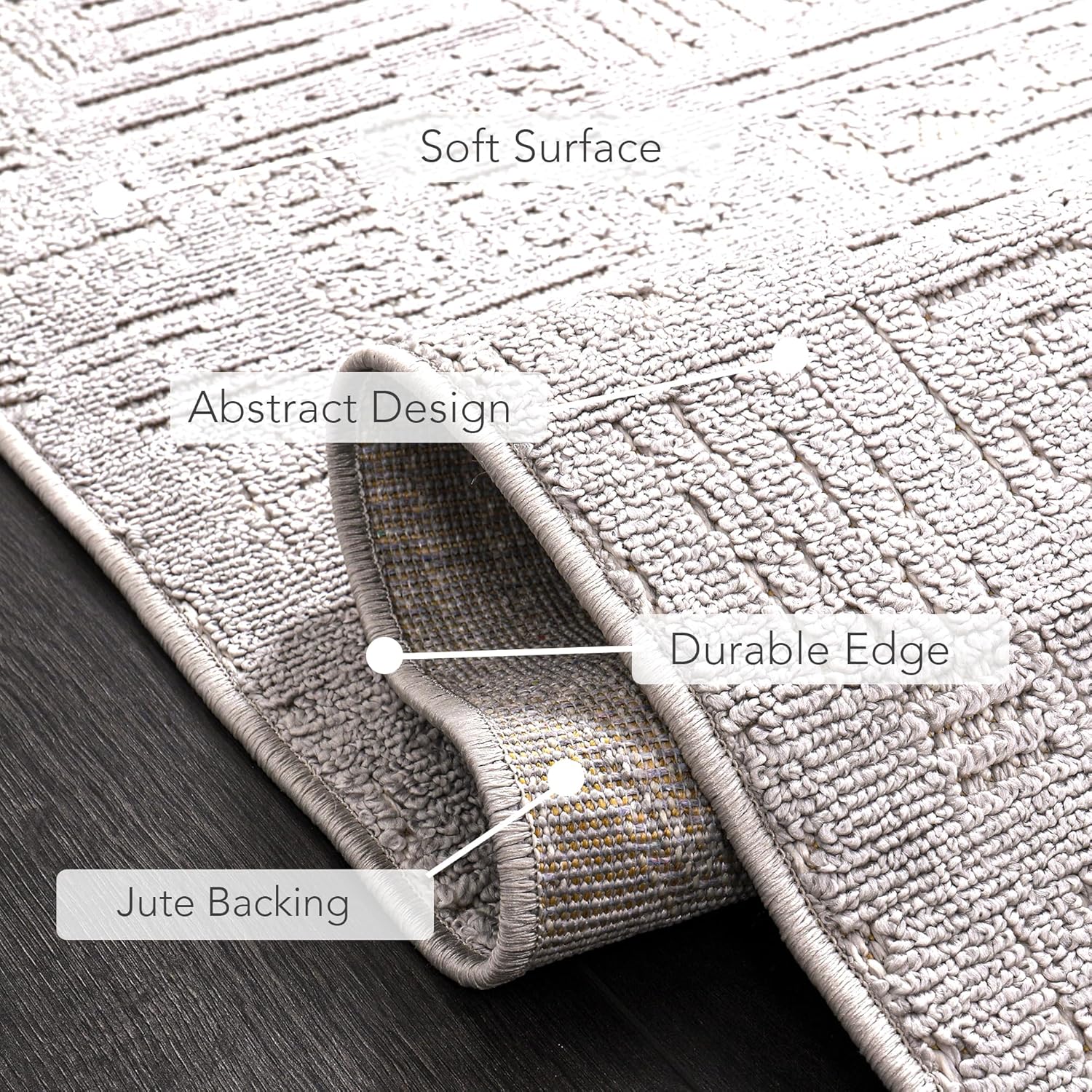 Modern Area Rug for Living Room – Durable, Non-Shedding Carpet for Bedroom, Kitchen & Hallway Rugs | Easy to Clean, Lightweight & Low Pile Design (GRAY, 120X180)