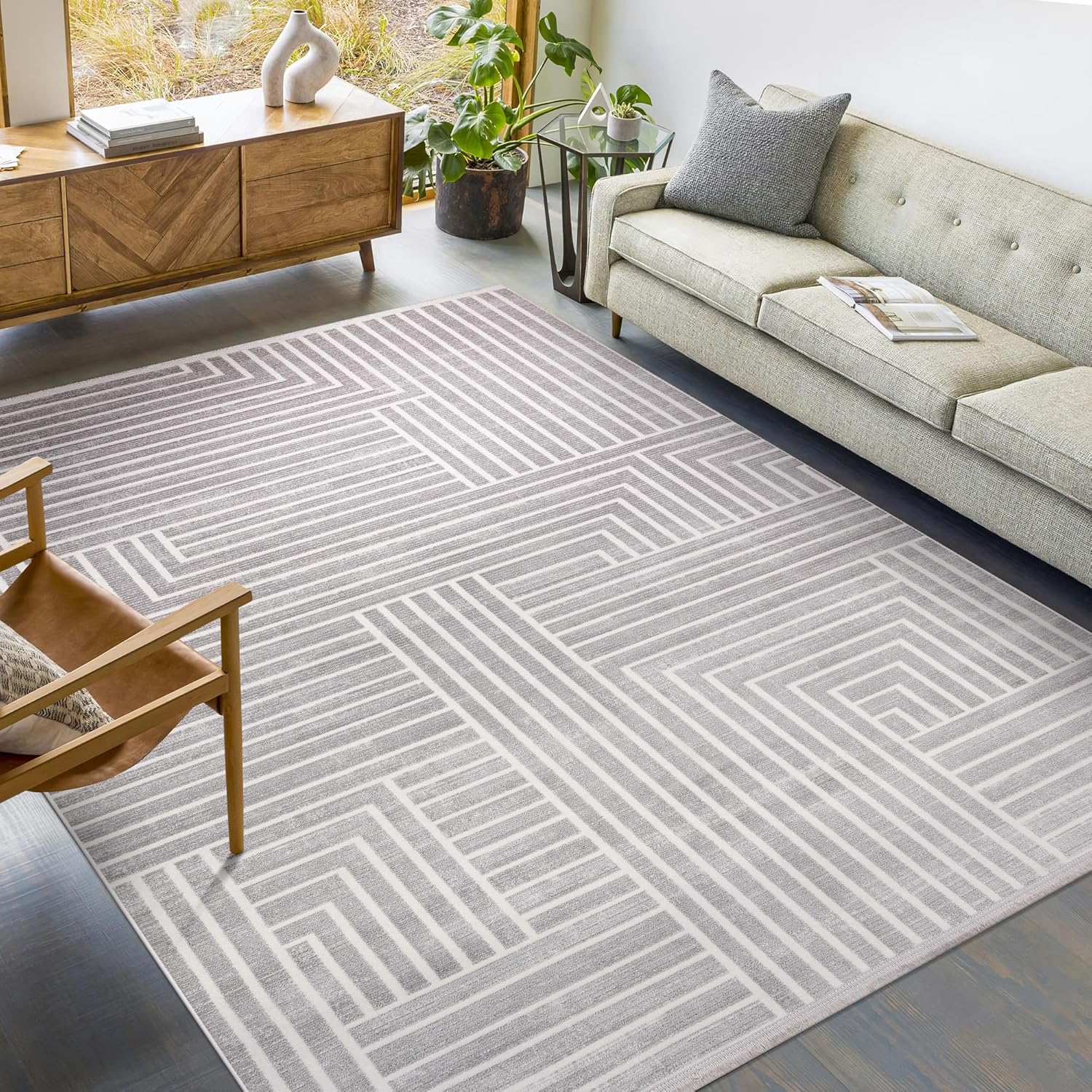 Area Rug for Living Room – Soft Plush Area Rug, Modern Carpet for Bedroom & Home | Non-Shedding, Shed-Resistant Large Area Rugs for Living Room, Hallway & Office (LIGHT GRAY, 160X230)