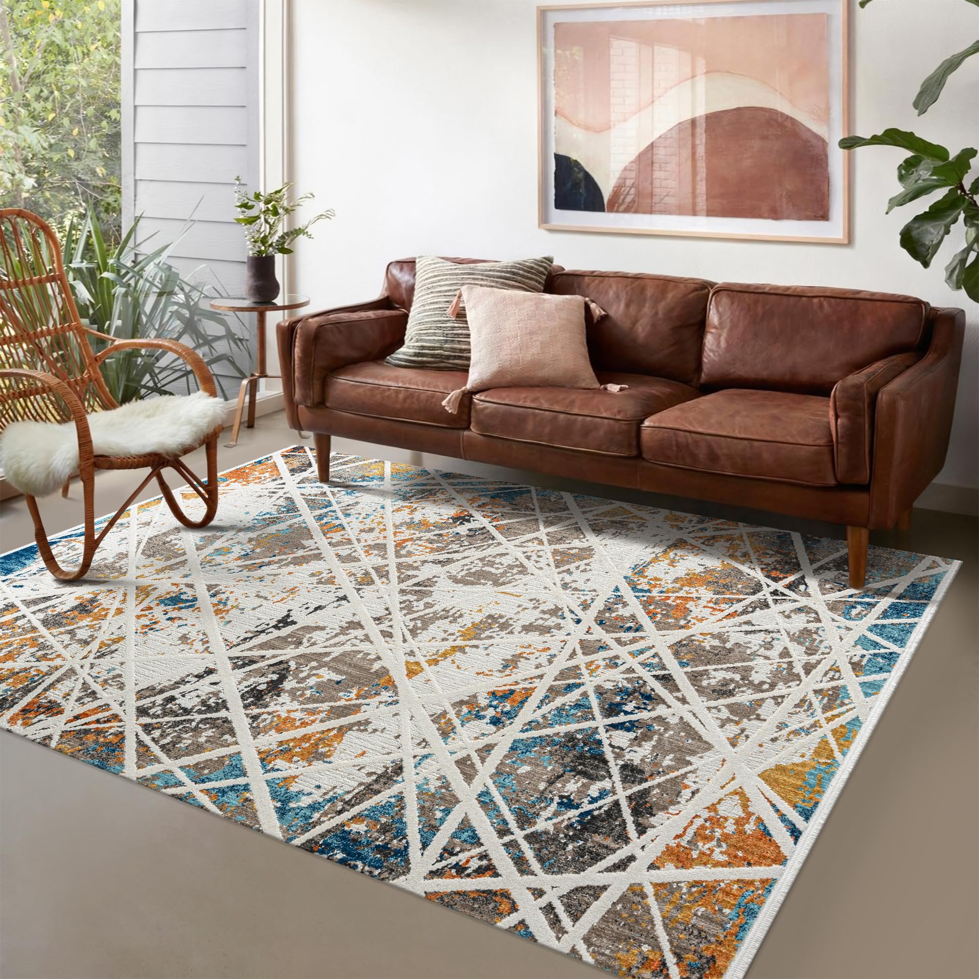 Area Rug for Living Room - Ultra-Soft Low Pile Carpet | Soft Micro Polyester, Non-Shedding & Shed-Resistant | Modern Rugs for Bedroom, Large Rugs, Hallway, Carpets (LIGHT BEIGE, 120X180)