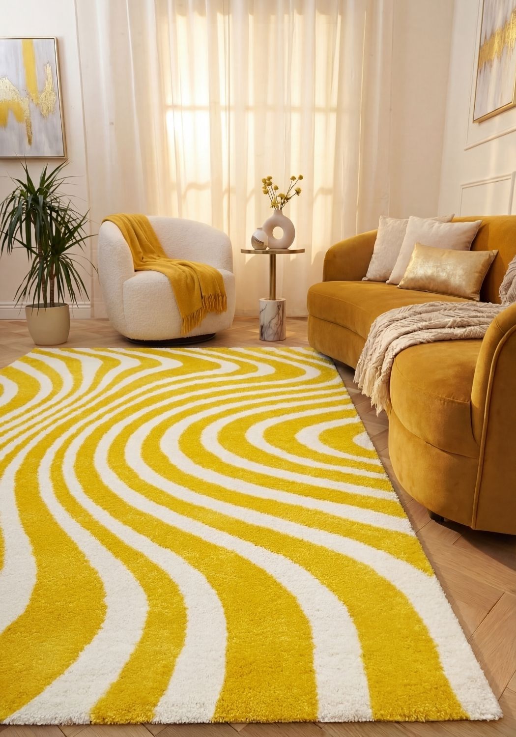 Joli Striped Yellow & White Rug