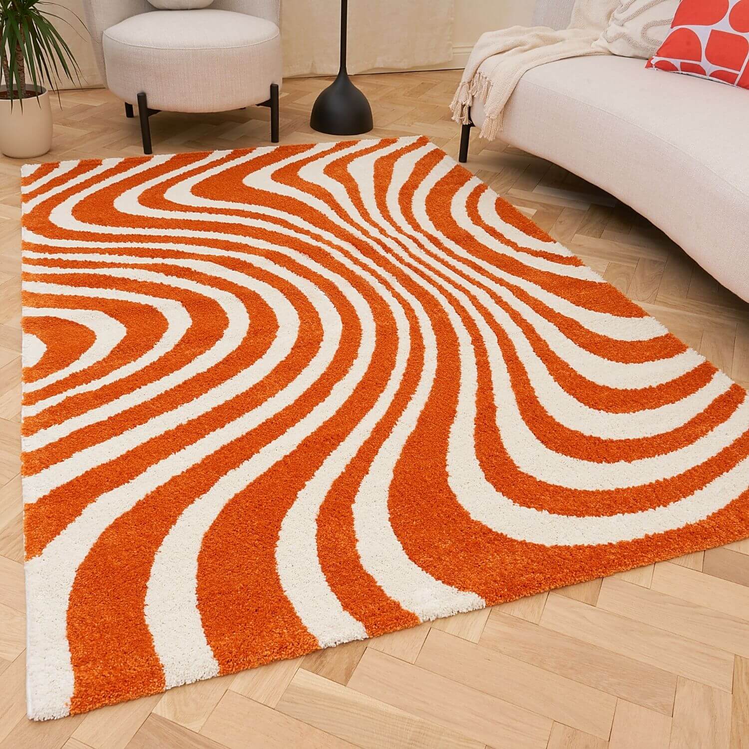 Joli Striped Orange & White Rug
