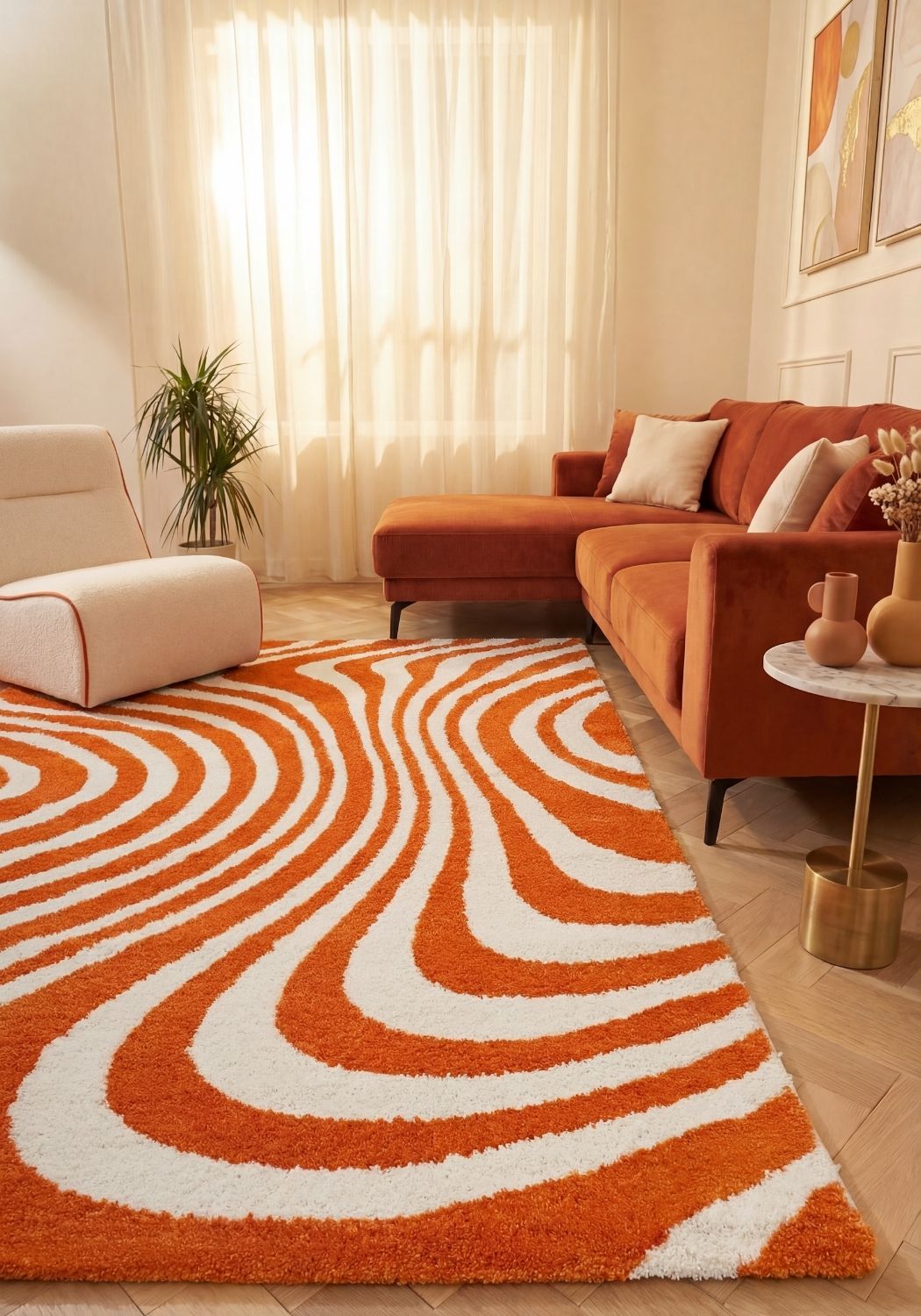 Joli Striped Orange & White Rug