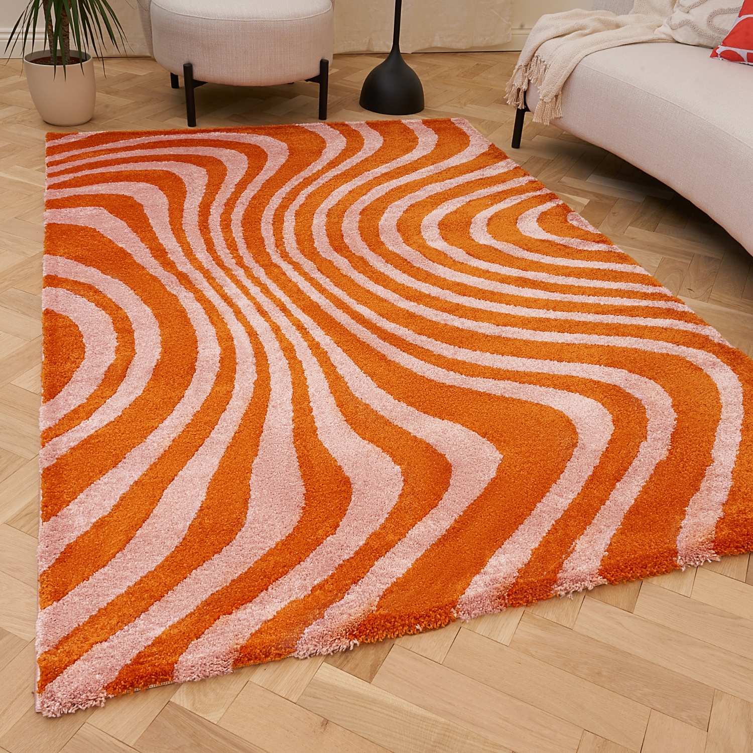 Joli Striped Orange & Pink Rug