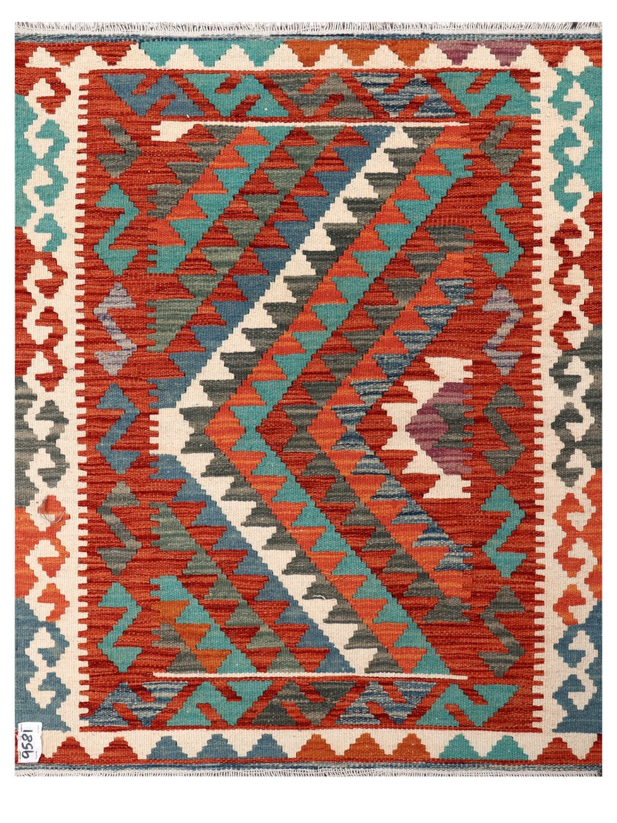 Maimana Afghanistan Kilim Rug - 113 x 88 cm