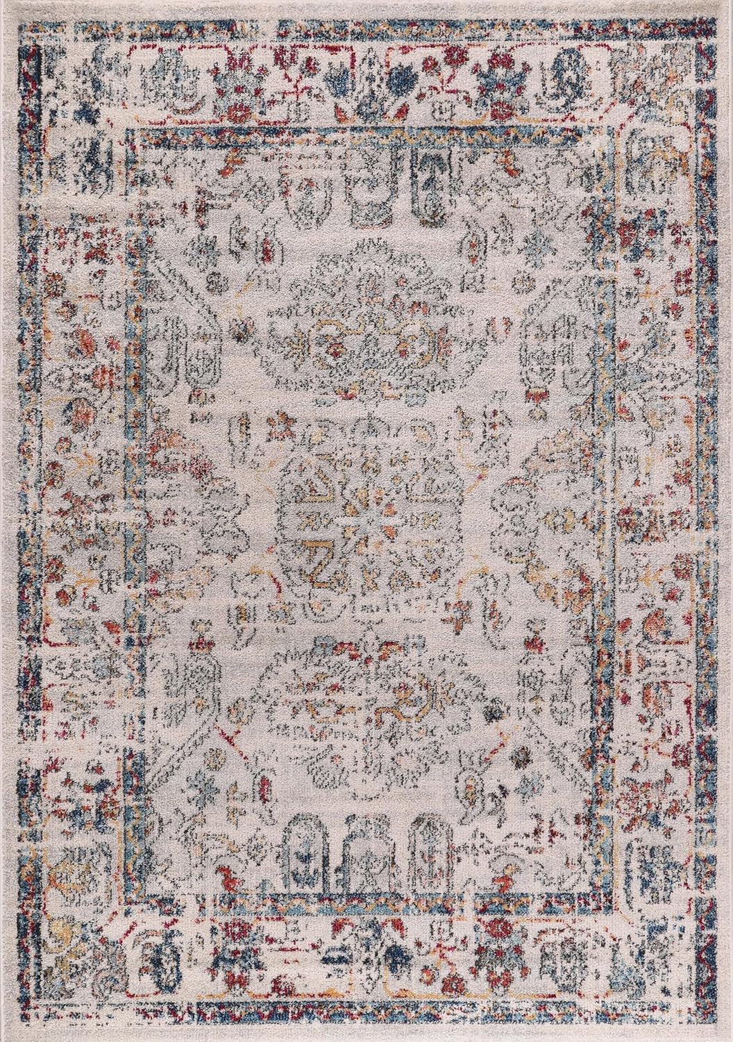 Vintage Area Rug for Living Room | Soft & Durable Carpet, Kid & Pet Friendly | Wilton Woven, Classic Distressed Medallion Design for Bedroom, Hallway & Kitchen (BEIGE, 80X150)