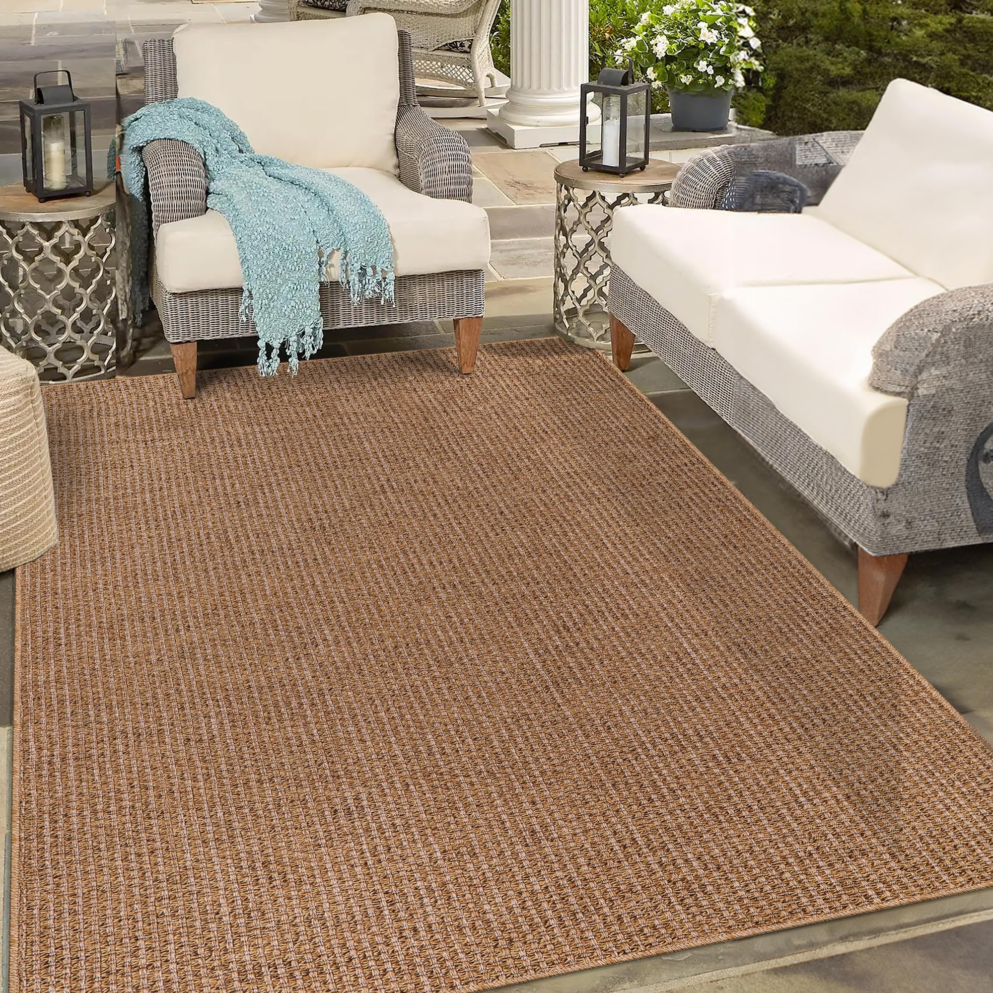 Rugs Living Room - Non slip, Washable Area Rug - Beige Rug, Suitable for Indoor and Outdoor Use, UV and Weather Resistant, Carpet for Bedroom, Kitchen, Verandas (Beige 4, 80X150 CM)