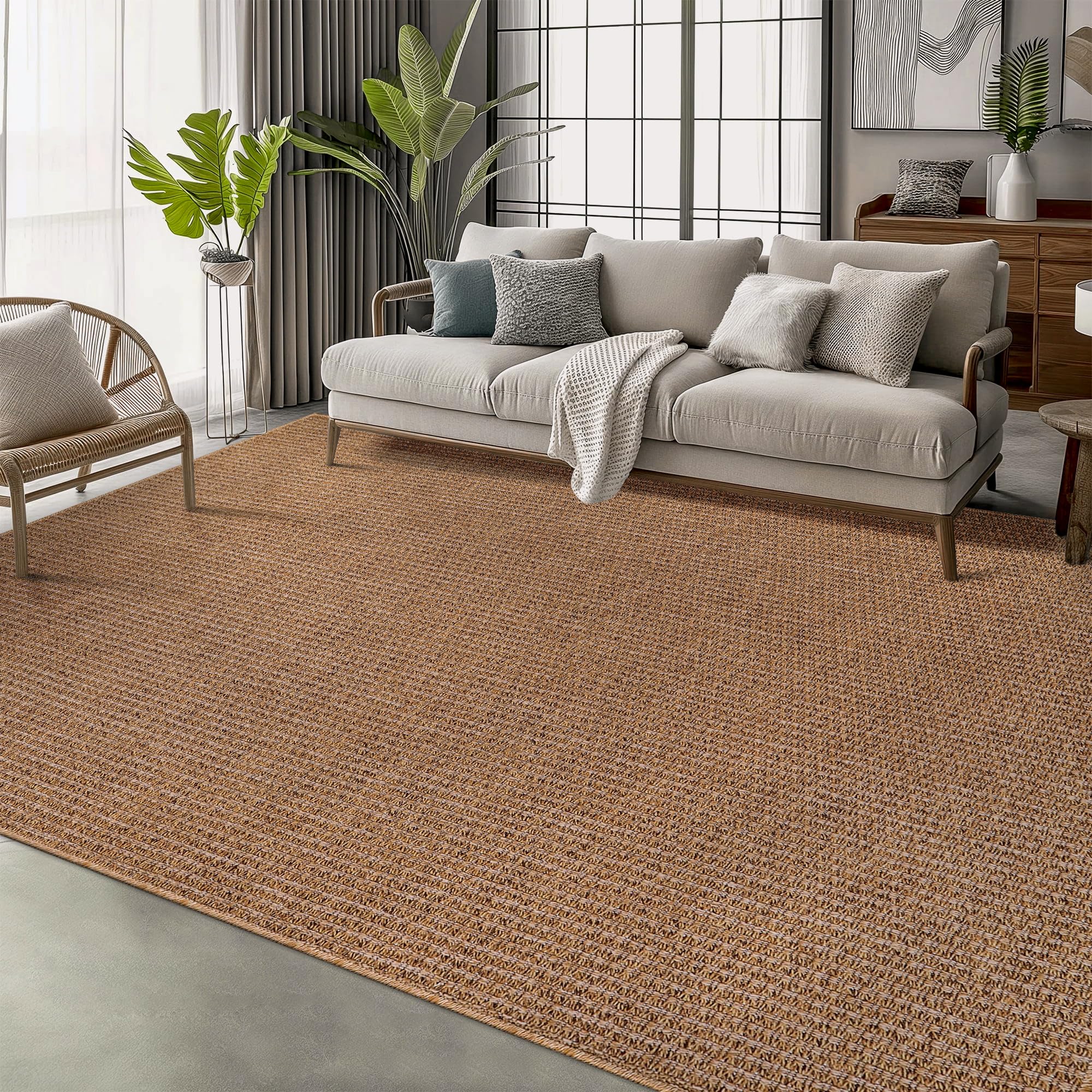 Rugs Living Room - Non slip, Washable Area Rug - Beige Rug, Suitable for Indoor and Outdoor Use, UV and Weather Resistant, Carpet for Bedroom, Kitchen, Verandas (Beige 4, 80X150 CM)