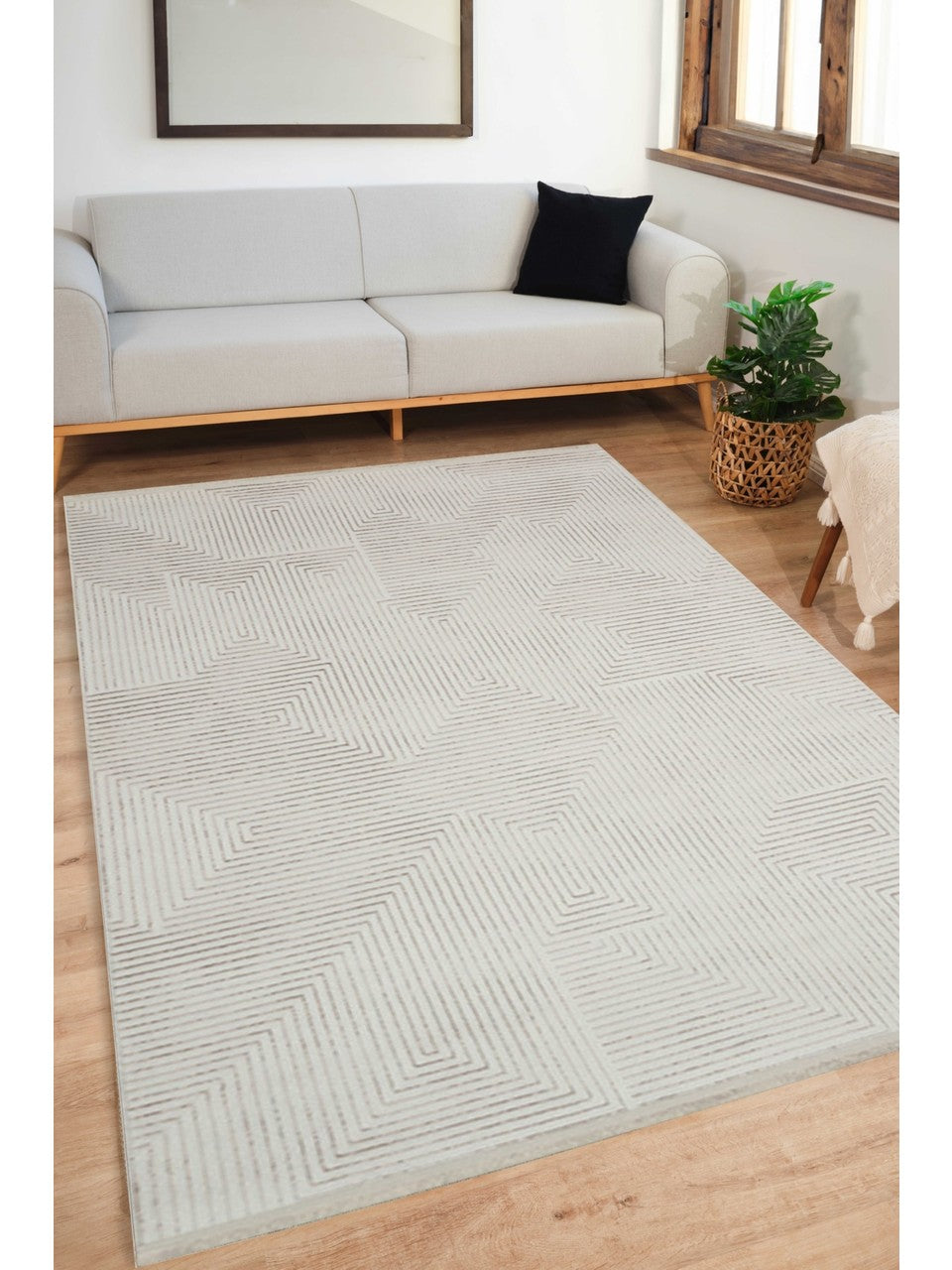 Netline Home Rugs Depot Beige Modern Alin AL005 Area Rug – 100% Acrylic, Non‑Shed, Easy‑Clean, Durable | Bedroom, Study, Kids Room, Entryway