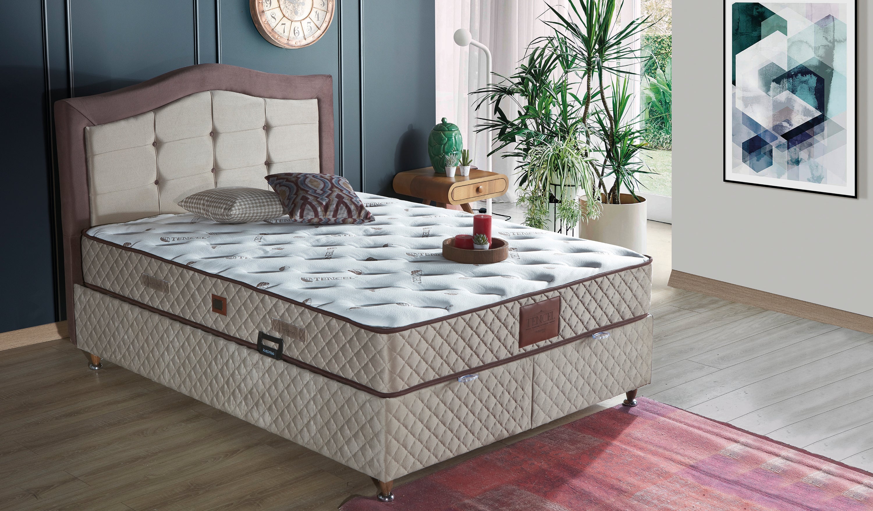 Elegant Tencel bed set by Netline Home Interior, featuring soft, stylish bedding for a comfortable bedroom look.
