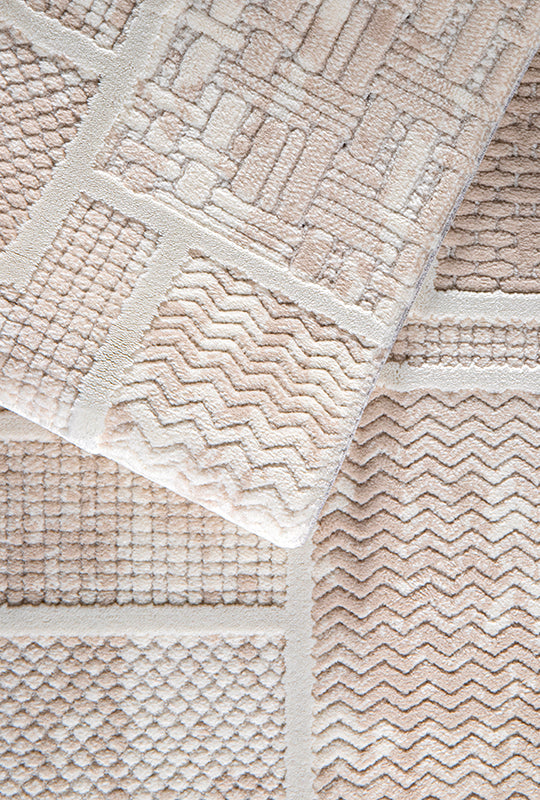 Netline Home Rugs Depot Cream Modern Boyut BY004 Area Rug – Polypropylene and Polyester, Non‑Shed, Easy‑Clean, Durable | Bedroom, Study, Kids Room, Entryway