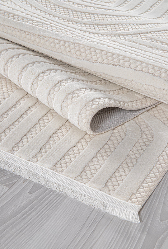 Netline Home Rugs Depot Cream Modern Boyut BY006 Area Rug – Polypropylene and Polyester, Non‑Shed, Easy‑Clean, Durable | Bedroom, Study, Kids Room, Entryway