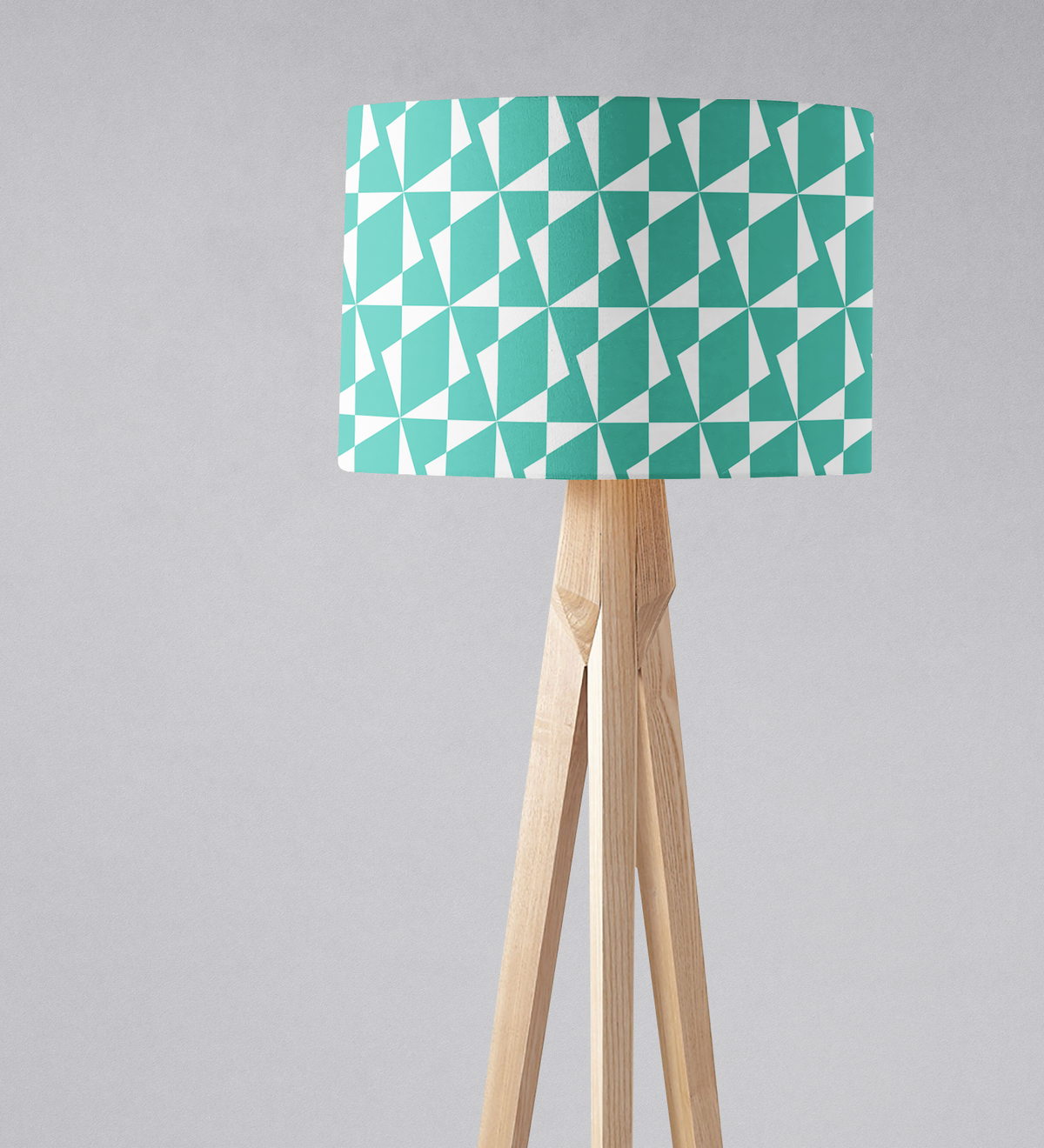Turquoise and White Retro Geometric Lampshade – Ceiling & Table Compatible