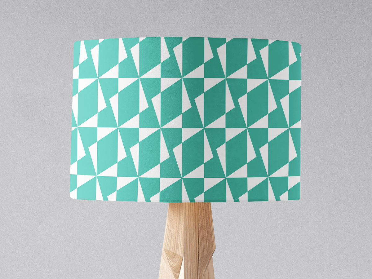 Turquoise Retro Geometric Lampshade – Ceiling & Table Compatible