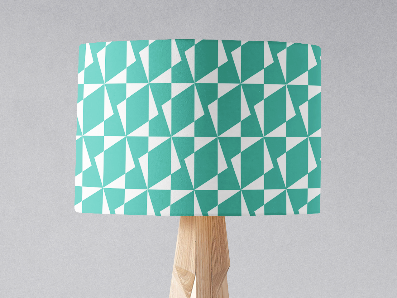 Turquoise and White Retro Geometric Lampshade – Ceiling & Table Compatible