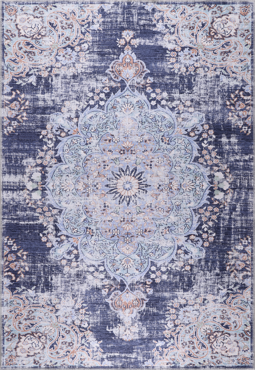 Sky Blue Turkish Washable Nonslip Rugs