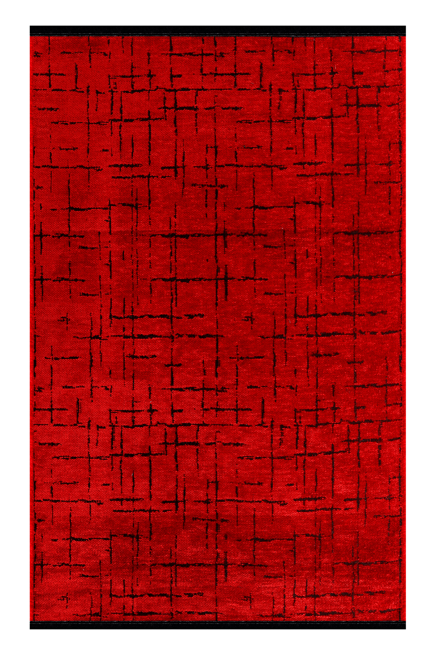 Red machine washable Chenille rug from Netline Home, soft and plush, perfect for cozy living spaces.