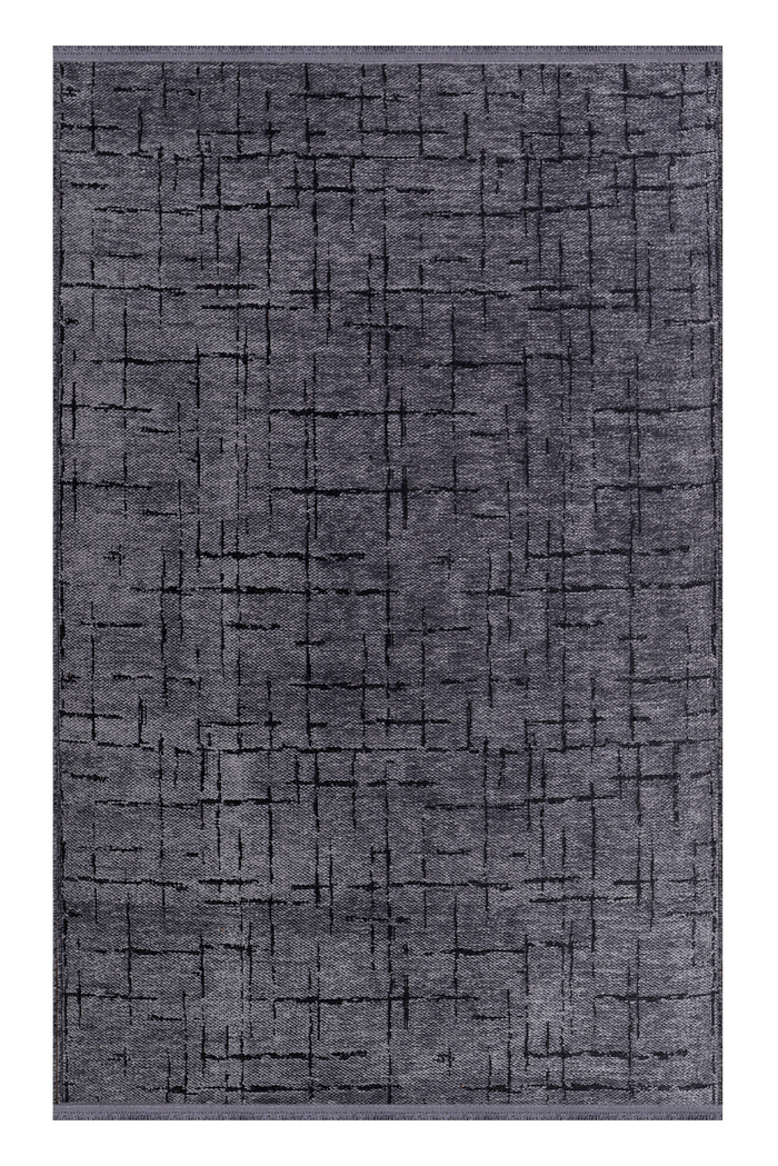 Machine Washable Rug NT201 – DARK GREY Soft Chenille shown in an illustrative room