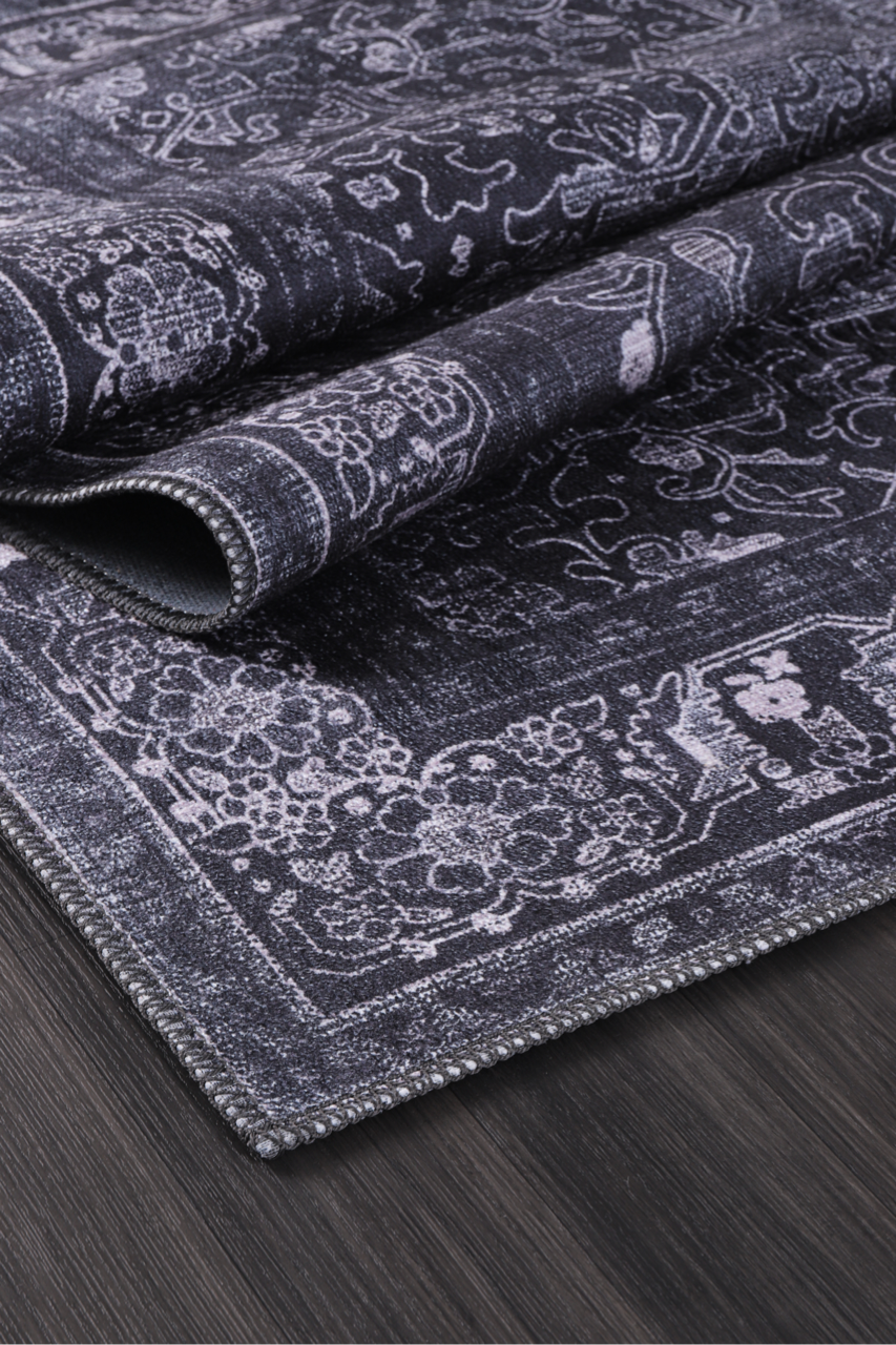 Netline Home Rugs Depot Tribal Black Geometric Medallion Washable Rug Design 1318