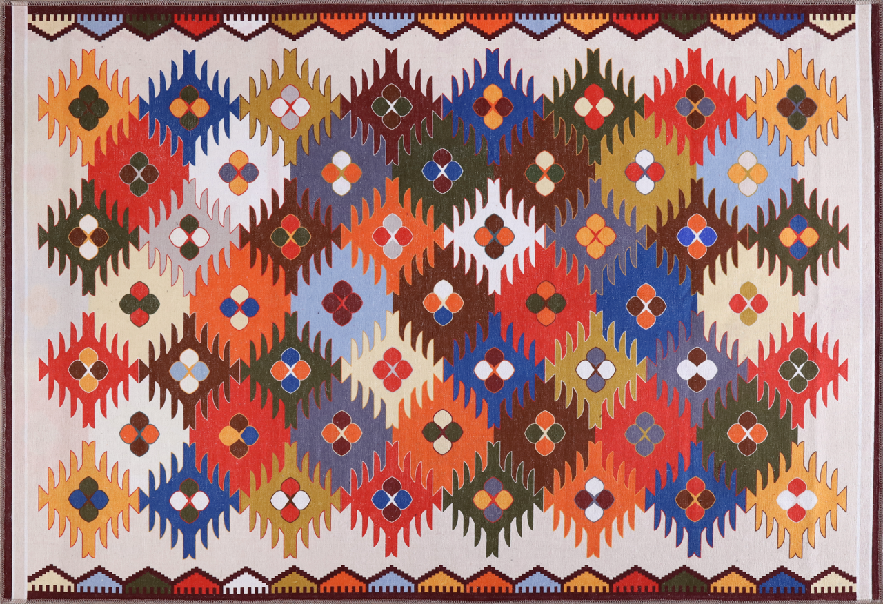 Netline Home Rugs Depot NH303 – Machine Washable Multicolor Kilim Rug | Traditional Anatolian Geometric Carpet for Living Room, Bedroom & Dining