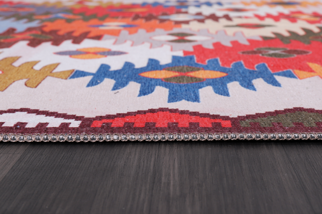 Netline Home Rugs Depot NH303 – Machine Washable Multicolor Kilim Rug | Traditional Anatolian Geometric Carpet for Living Room, Bedroom & Dining