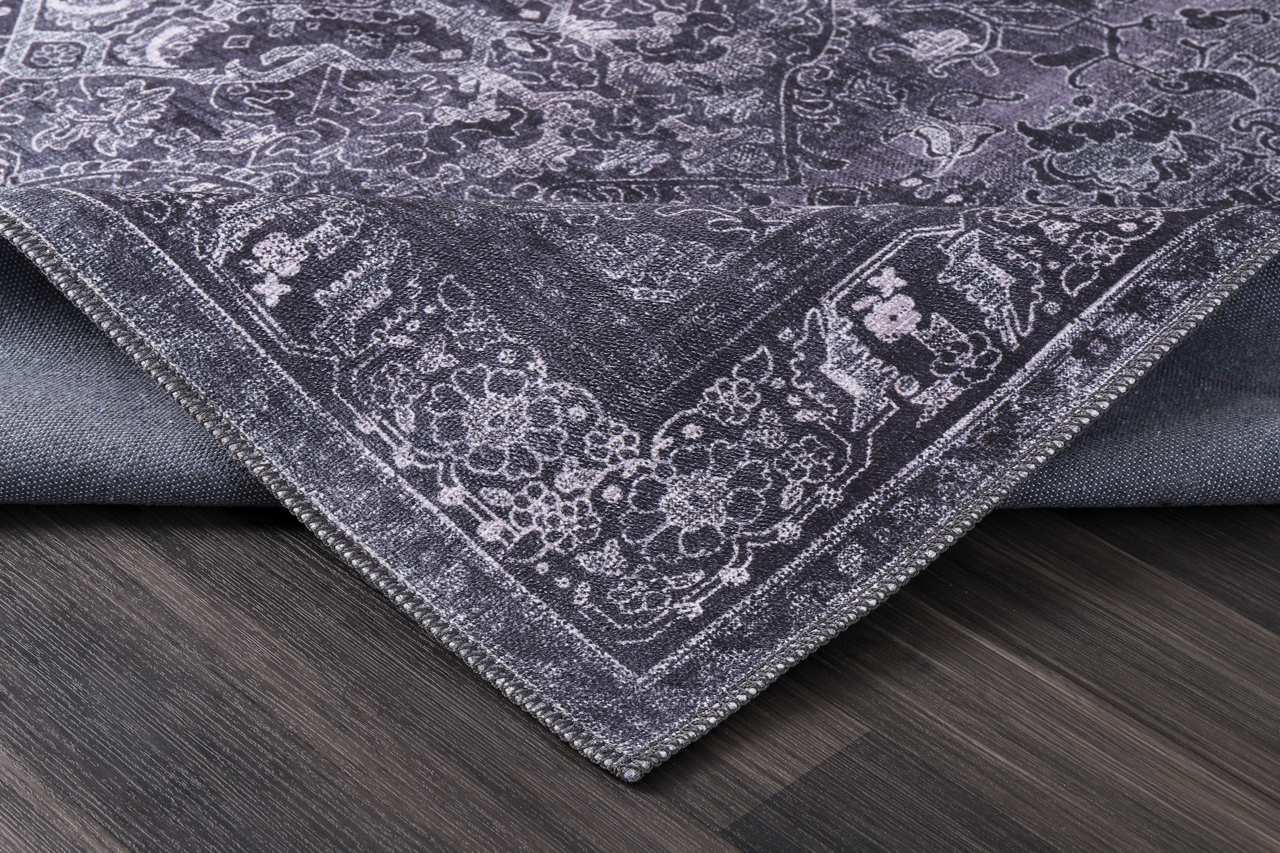 Netline Home Rugs Depot Tribal Black Geometric Medallion Washable Rug Design 1318