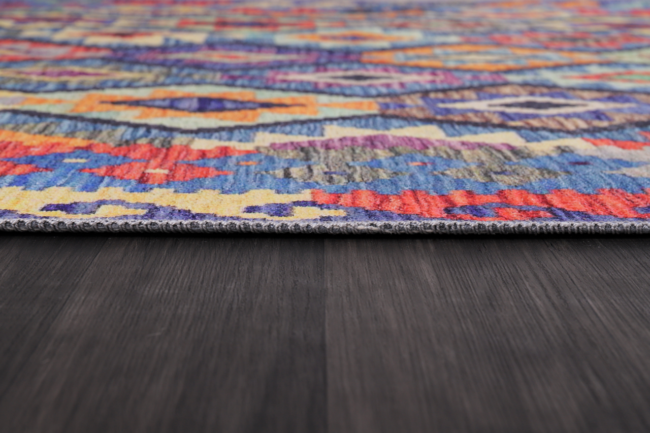 Netline Home Rugs Depot NH1314 – Machine Washable Multicolor Kilim Rug | Tribal Diamond Geometric Carpet for Living Room, Bedroom & Dining