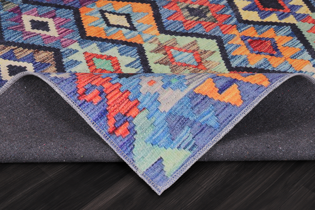 Netline Home Rugs Depot NH1314 – Machine Washable Multicolor Kilim Rug | Tribal Diamond Geometric Carpet for Living Room, Bedroom & Dining