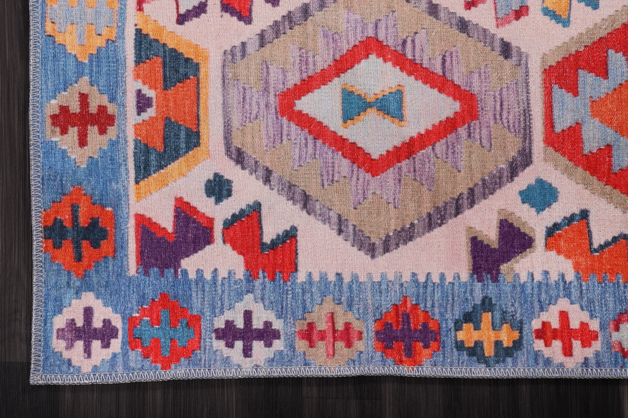 Netline Home Rugs Depot Traditional Blue Abstract Washable Rug Design 1315