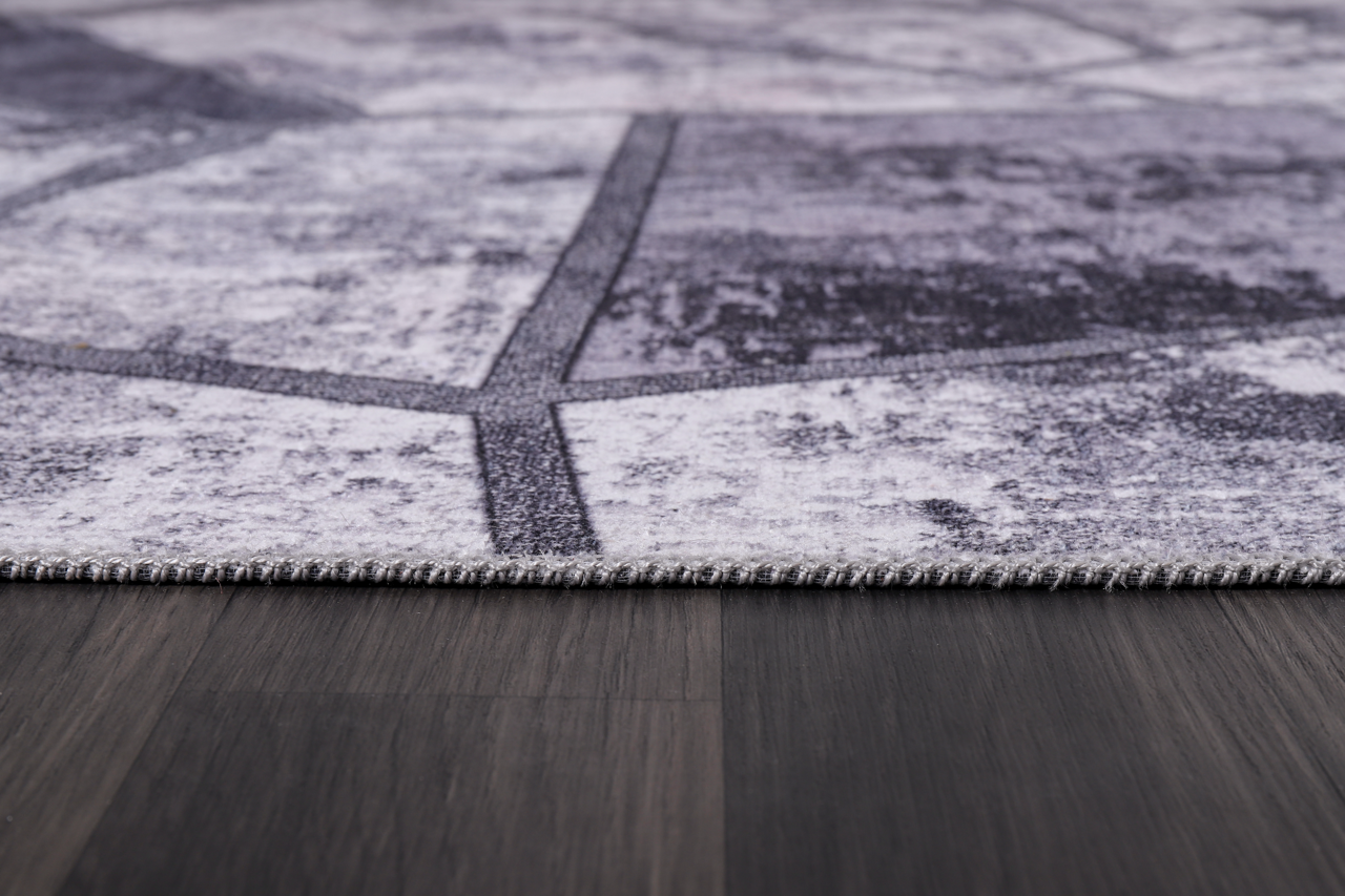 Netline Home Rugs Depot Geometric Black & White Patchwork Washable Rug Design 4001