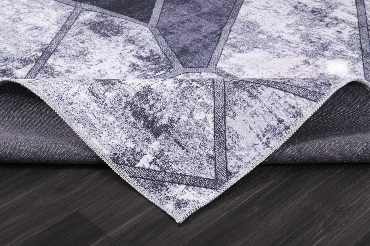 Netline Home Rugs Depot Geometric Black & White Patchwork Washable Rug Design 4001