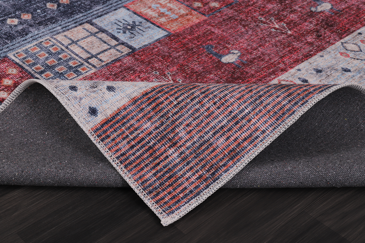 Netline Home Rugs Depot NH1339 – Machine Washable Gabbeh Rug | Tribal Striped Oriental Carpet with Symbolic Motifs for Living Room, Bedroom & Dining