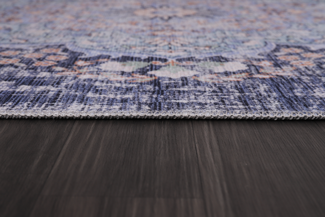 Netline Home Rugs Depot Traditional Blue Abstract Medallion Washable Rug Design 1487
