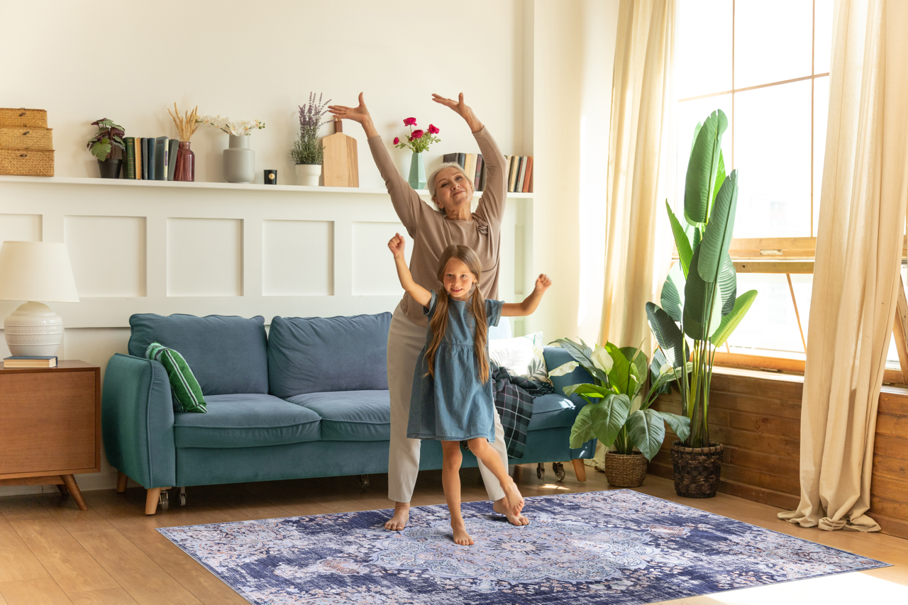 Sky Blue Turkish Washable Nonslip Rugs