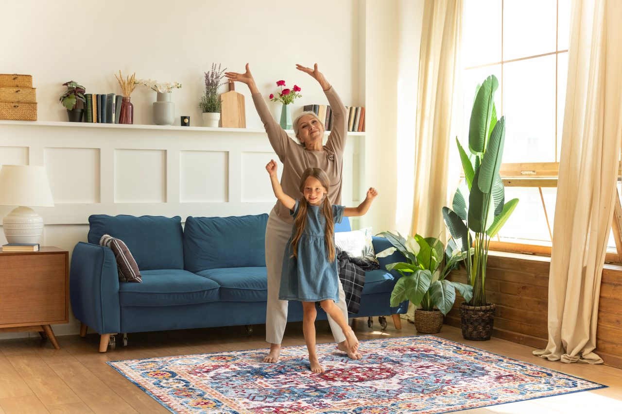 Vintage Area Rug 7664 – Burgundy & Blue Royal Medallion