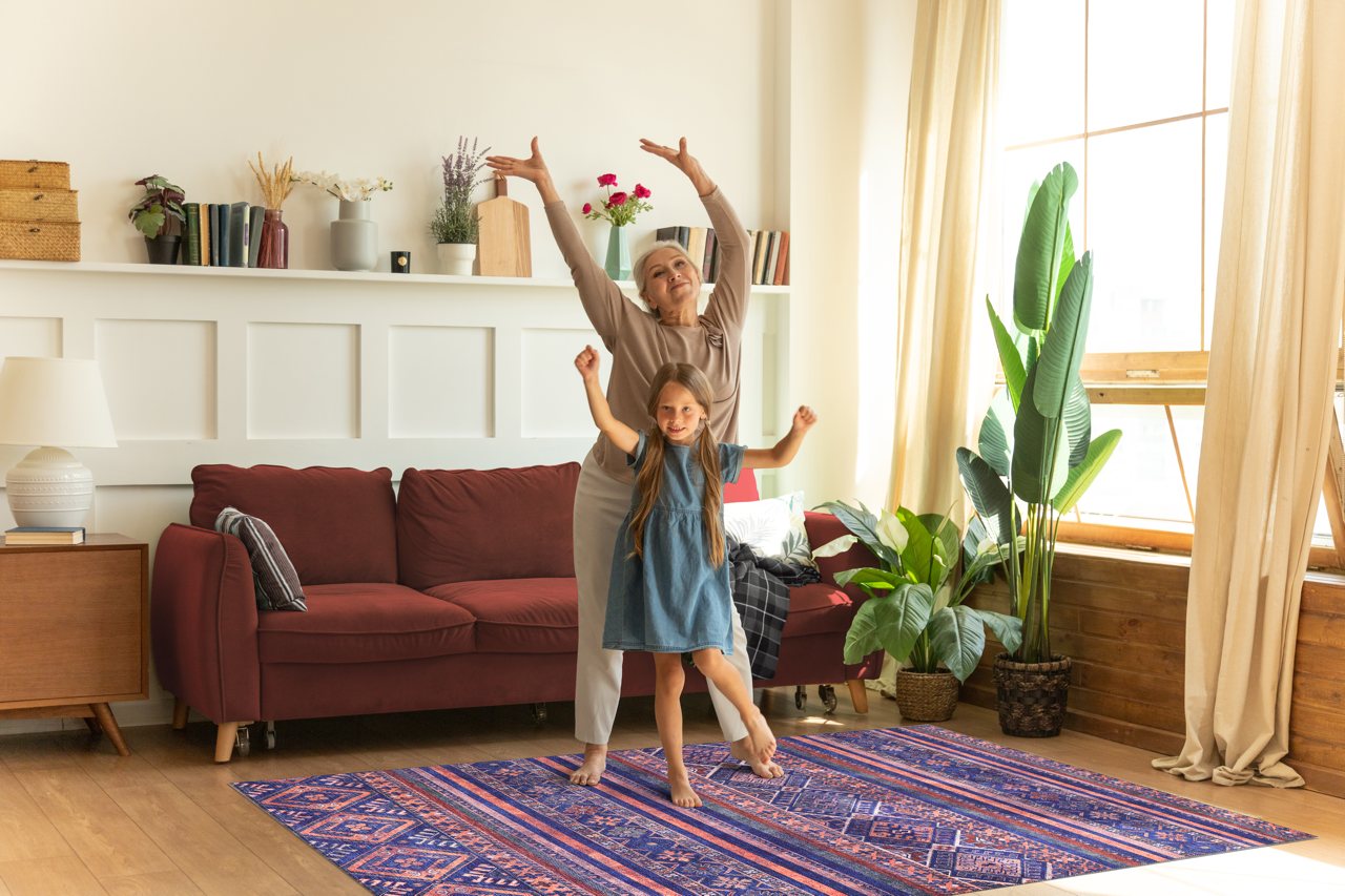 Netline Home Rugs Depot Modern Purple Floral Washable Rug Design 1322M