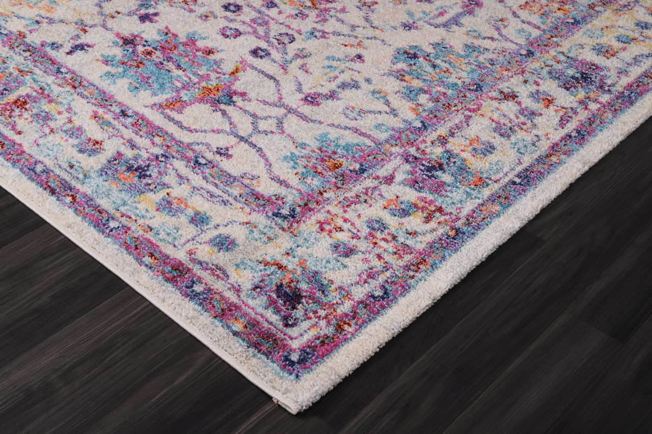 Vintage Area Rug 7658 – Purple Distressed Floral