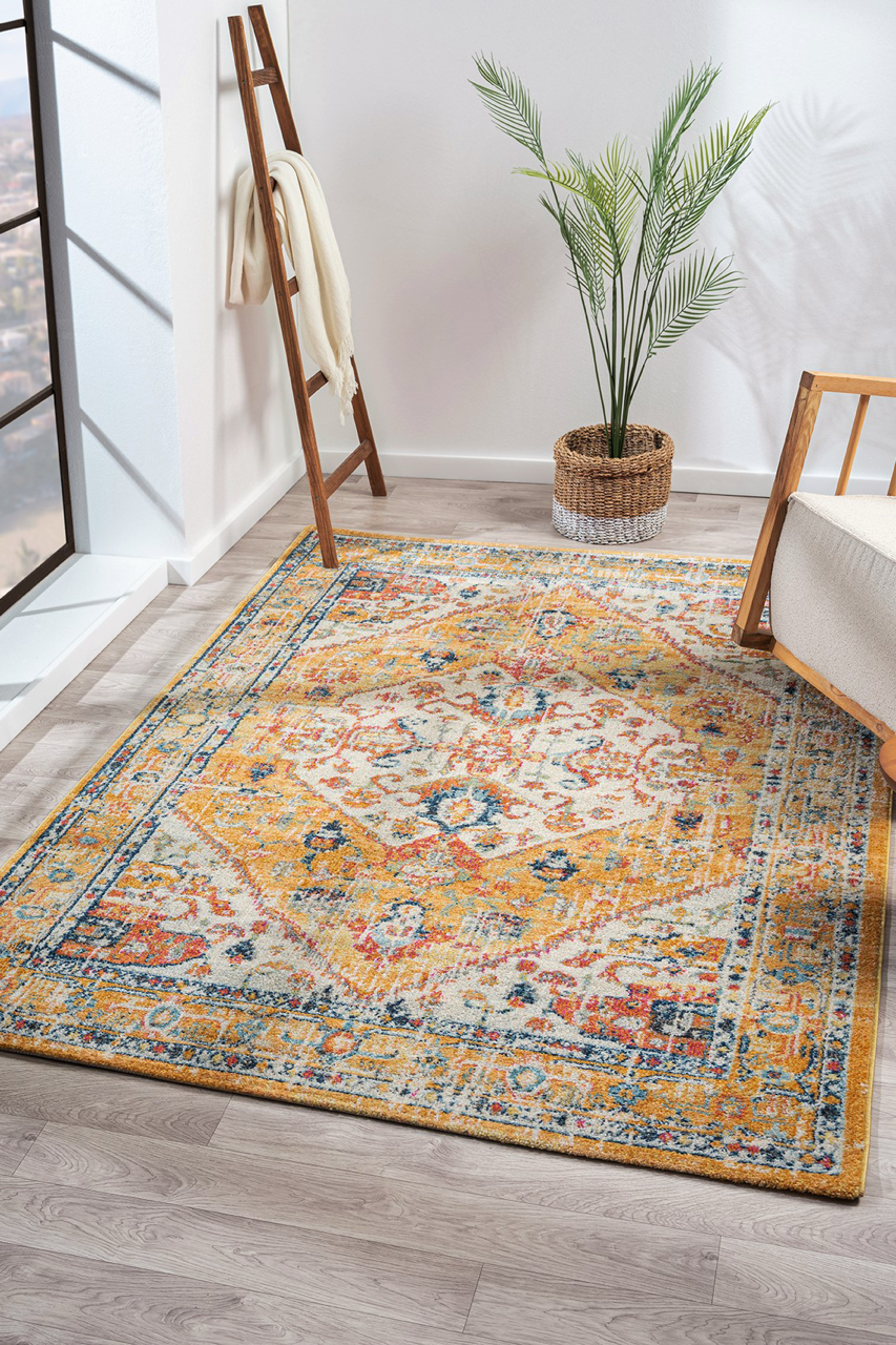 Netline Home Vintage Area Rug 7656 – Mustard & Rust Bohemian