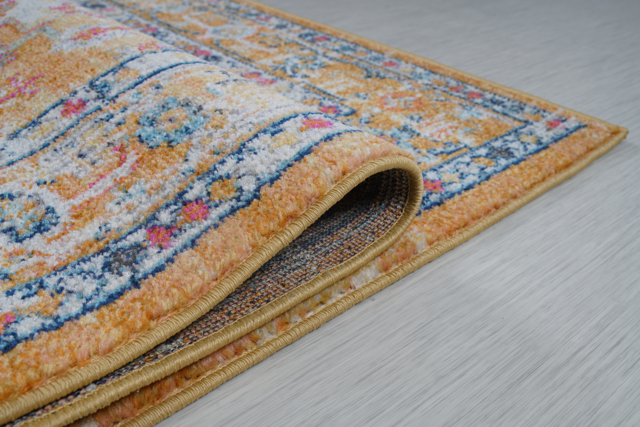 Netline Home Vintage Area Rug 7656 – Mustard & Rust Bohemian