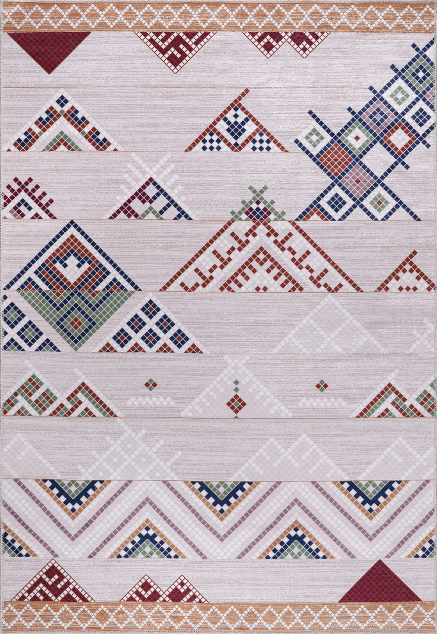 Netline Home Rugs Depot - Bohemian Grey Striped Washable Rug, Design NL1002