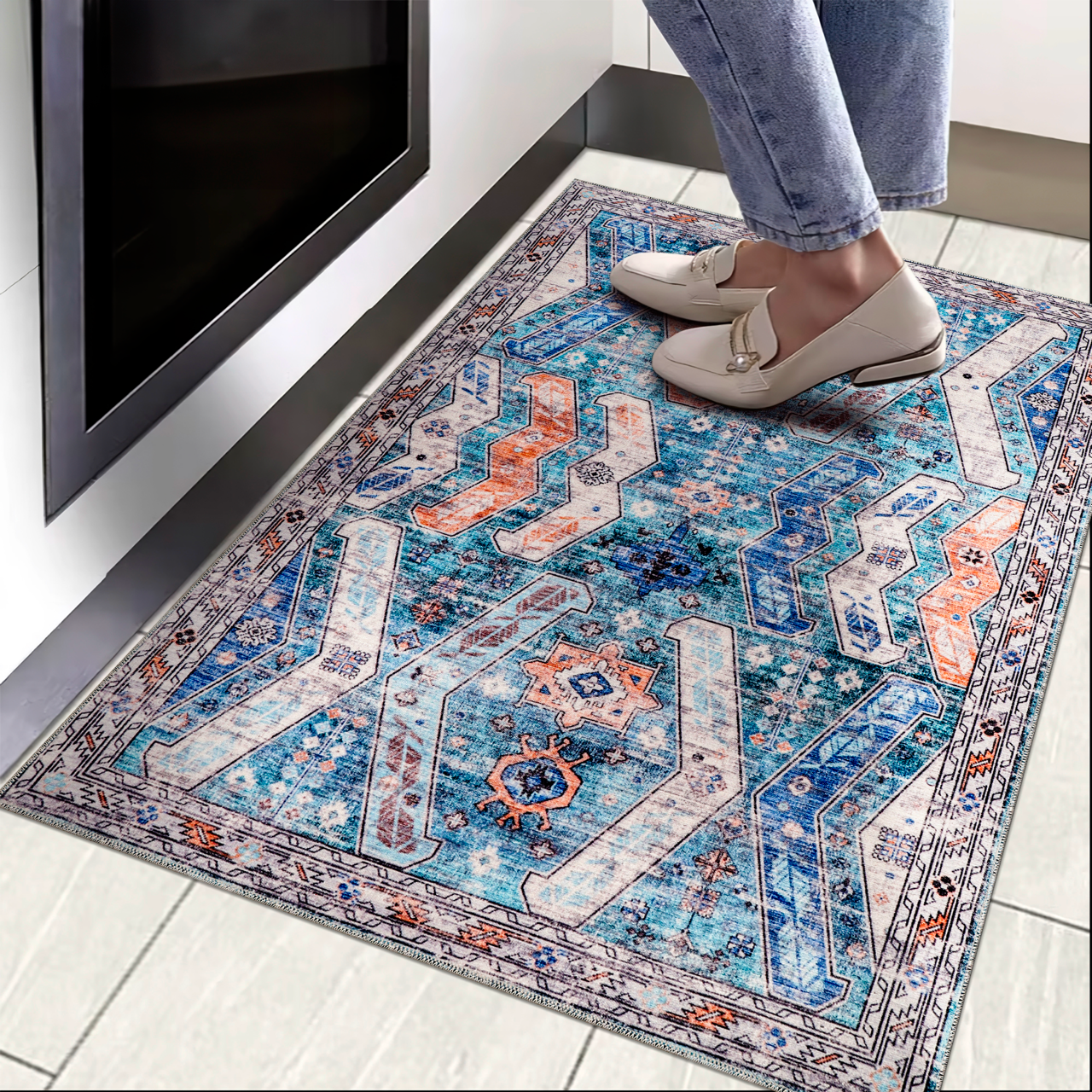 Netline Home Rugs Depot Ð Kilim Red Medallion Washable Rug Ð Design NL1015