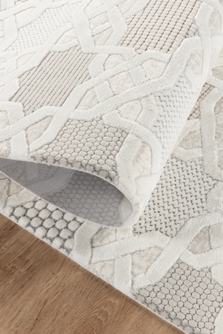 Netline Home Rugs Depot Cream Modern Boyut BY003 Area Rug – Polypropylene and Polyester, Non‑Shed, Easy‑Clean, Durable | Bedroom, Study, Kids Room, Entryway