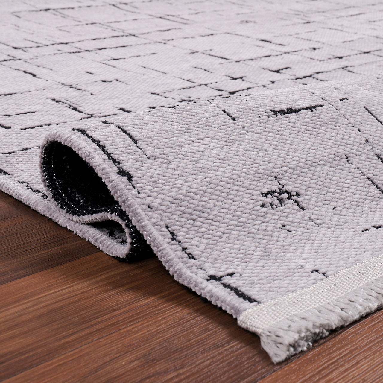 Netline Home Machine Washable Rug NT201 – GRAY Soft Chenille