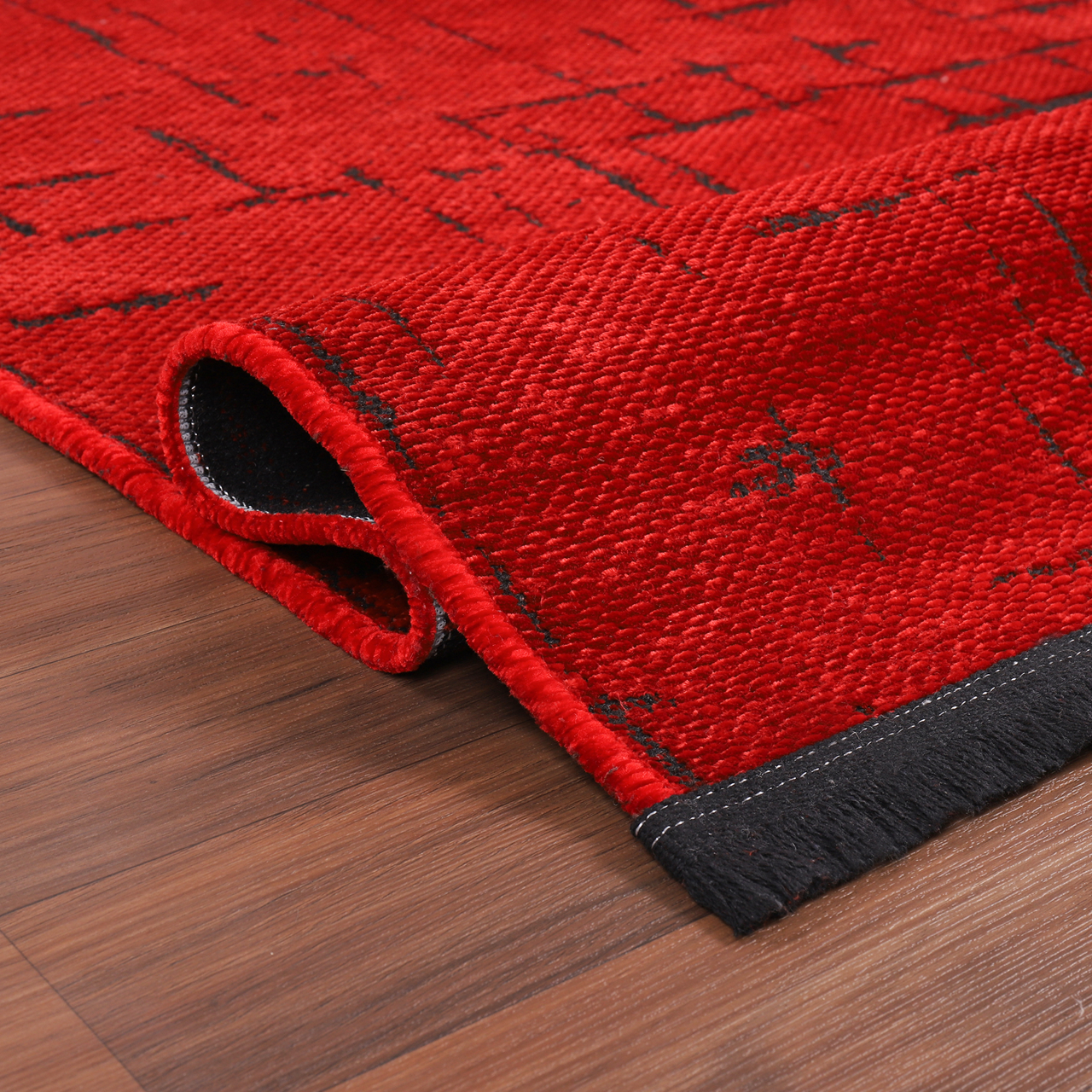 Netline Home Machine Washable Rug NT201 – RED Soft Chenille