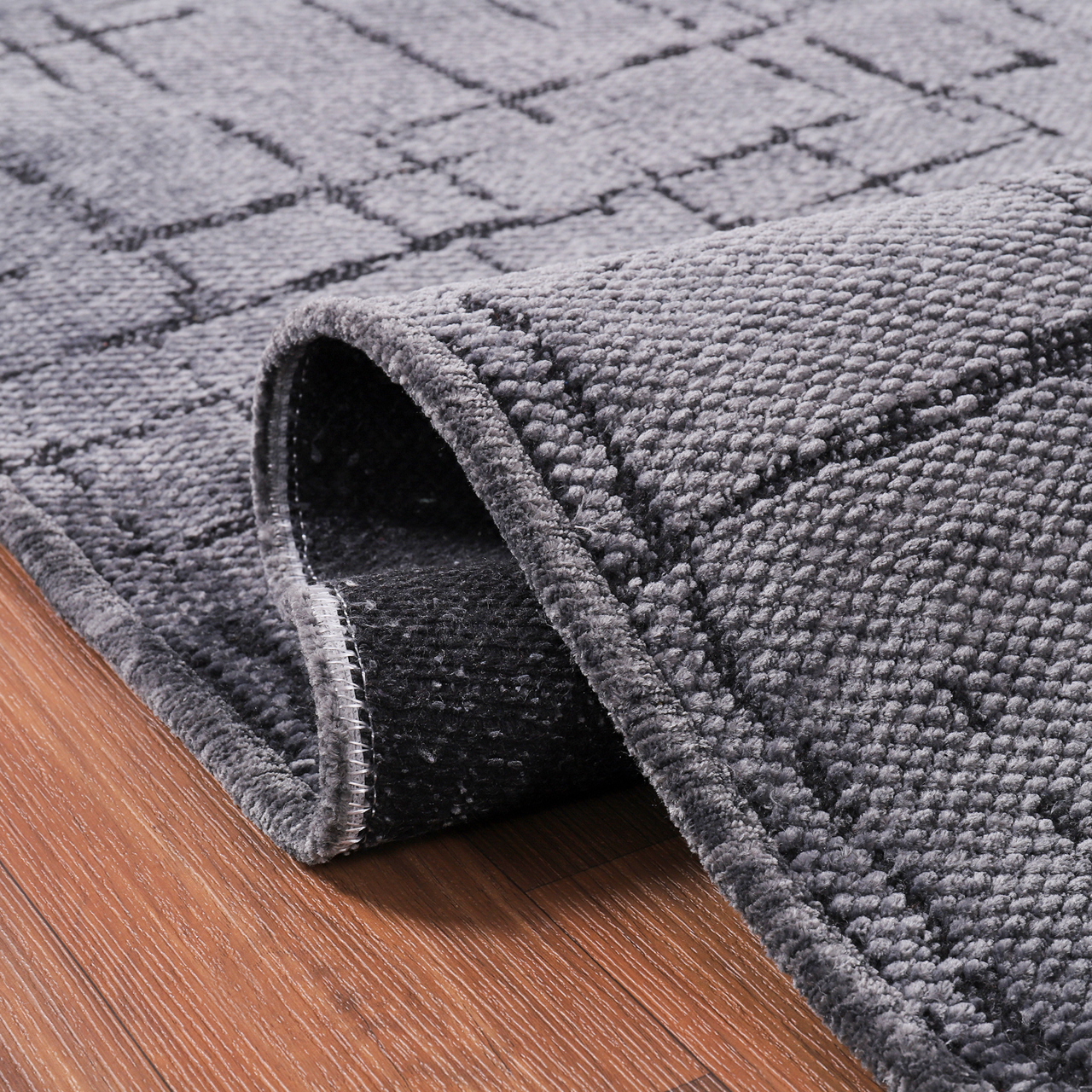 Netline Home Machine Washable Rug NT201 – DARK GRAY Soft Chenille