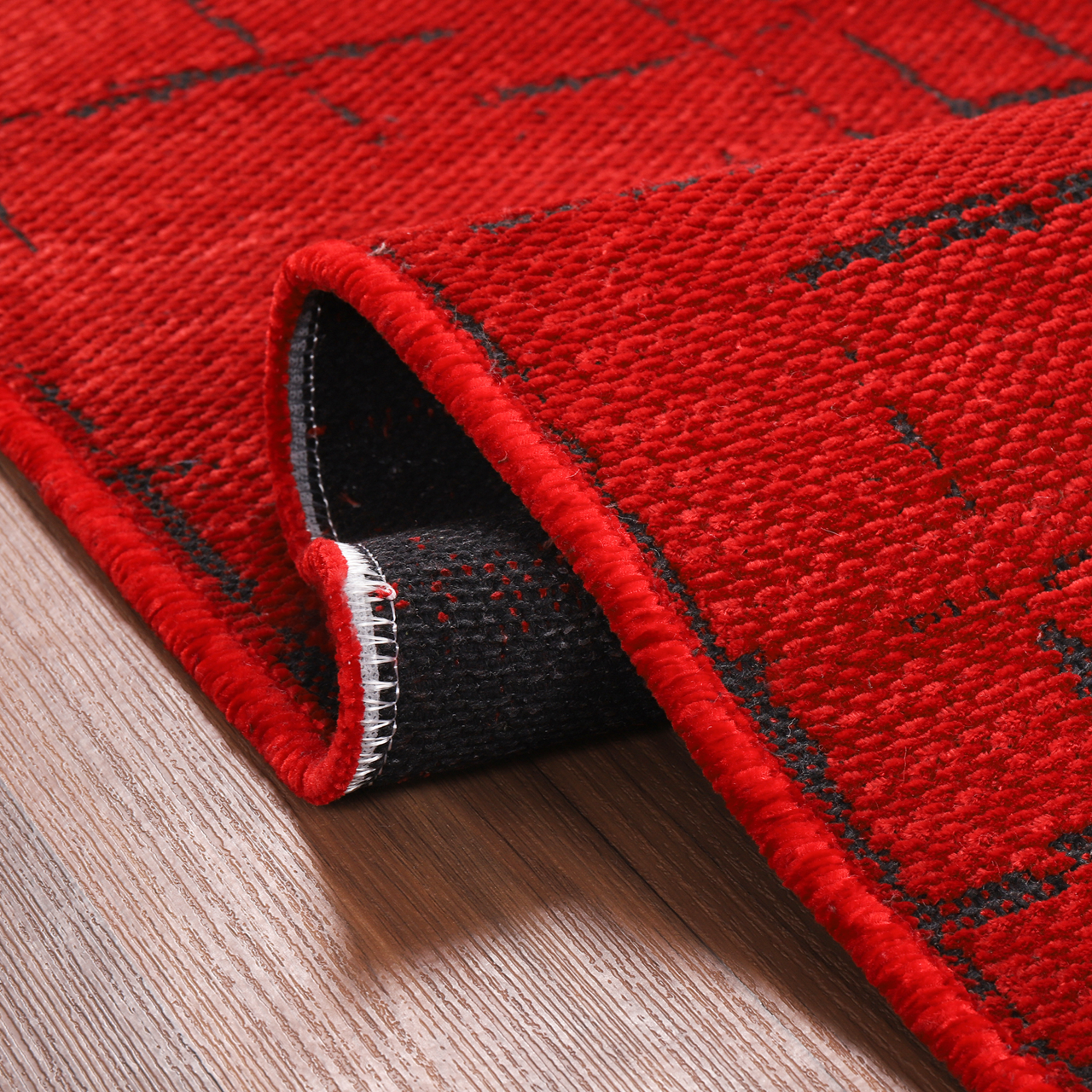 Netline Home Machine Washable Rug NT201 – RED Soft Chenille