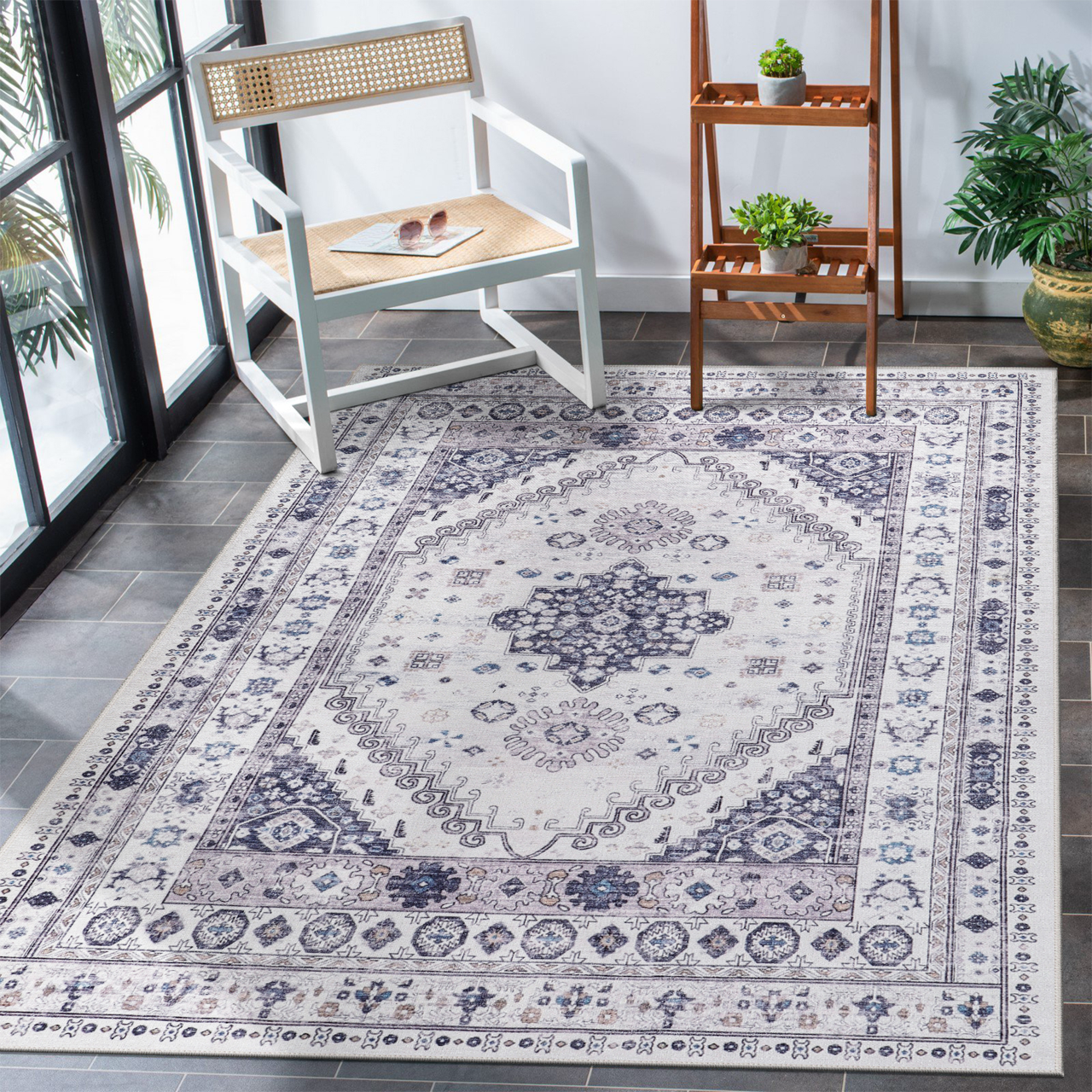 Netline Home Rugs Depot - Modern Beige Floral Washable Rug - Design KELIM2001