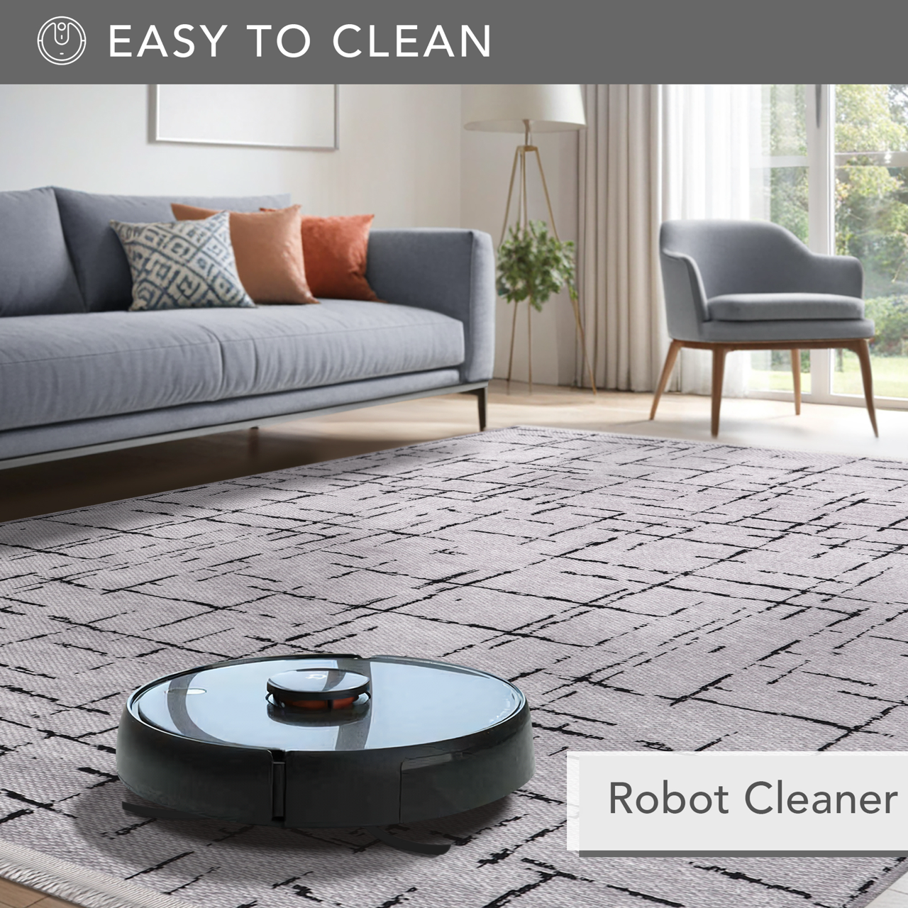 Netline Home Machine Washable Rug NT201 – GRAY Soft Chenille