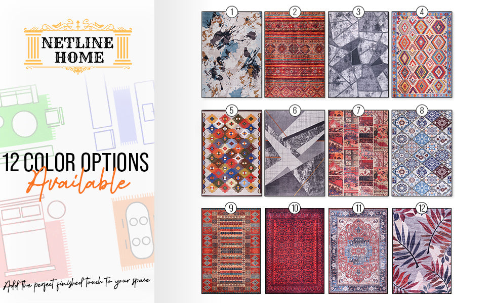 Netline Home Rugs Depot NH1317 – Machine Washable Bokhara Red Rug | Classic Geometric Oriental Carpet for Living Room & Bedroom