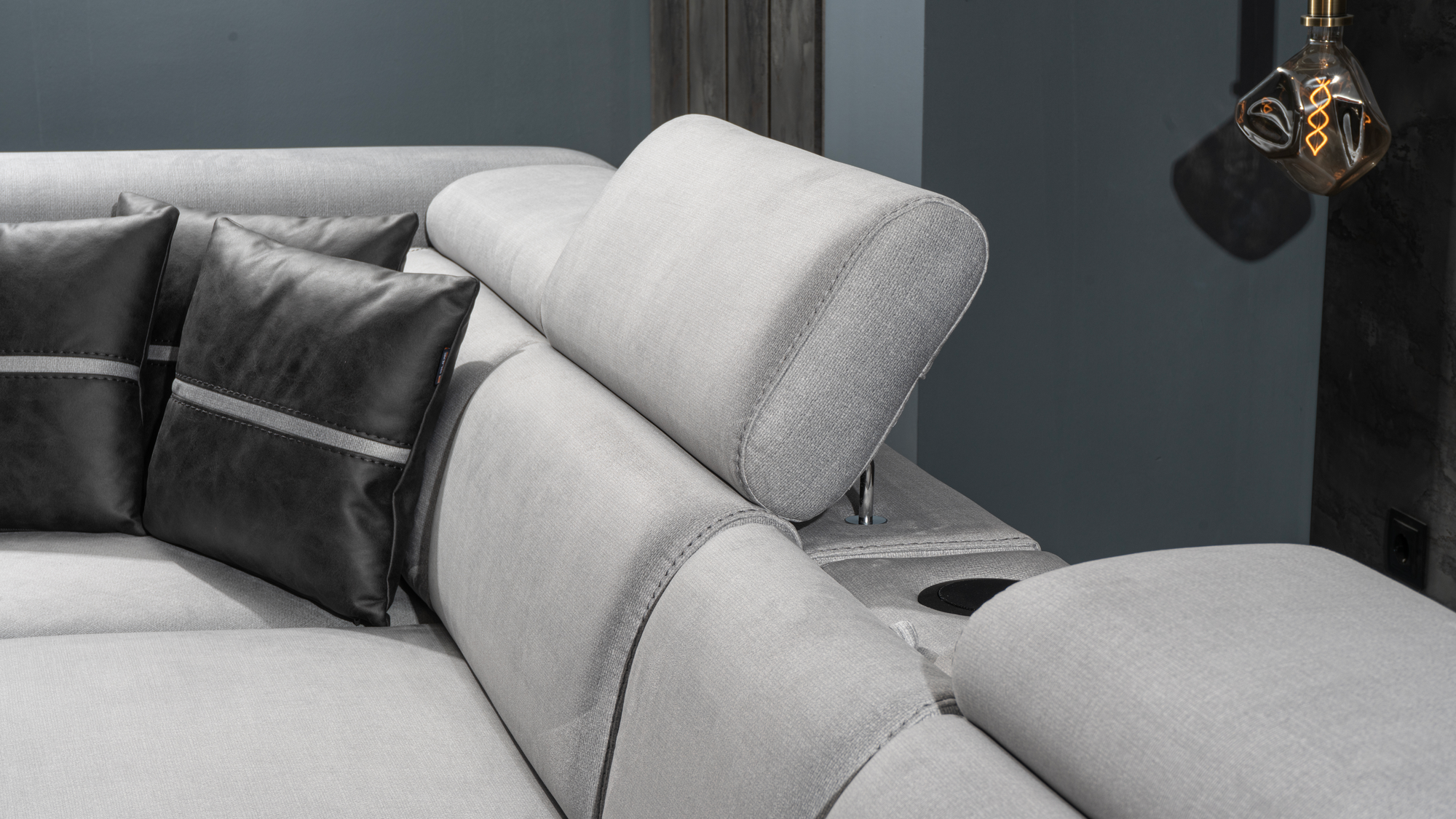 Netline Home Interior Delhi Corner Recliner Sofa with plush cushions and a relaxed design, perfect for everyday comfort.