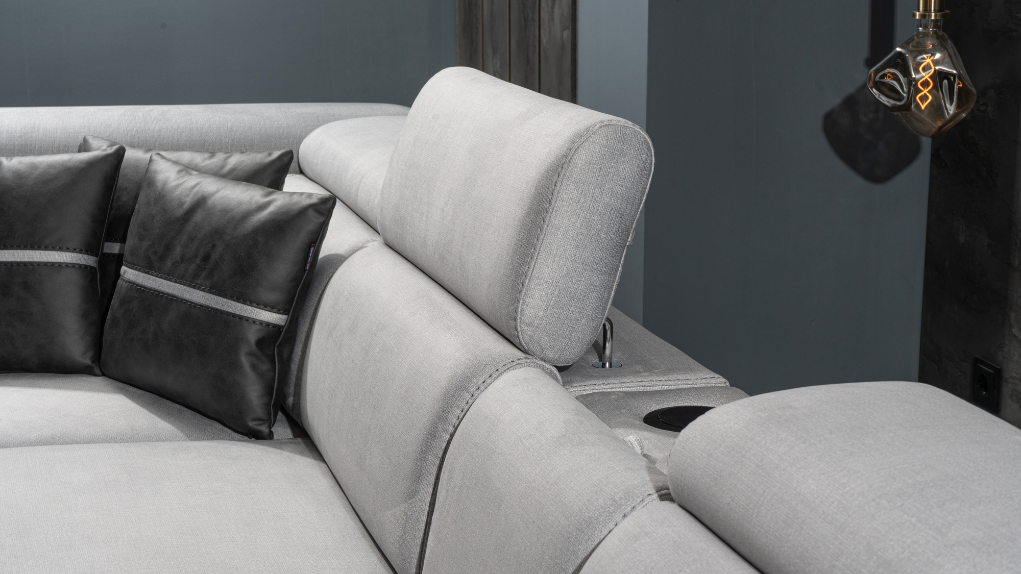 Netline Home Interior Delhi Corner Recliner Sofa with plush cushions and relaxed design, perfect for everyday comfort.